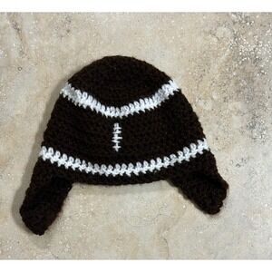Crochet Football Hat with Ear Flaps -‎ Baby / Toddler Photo Prop